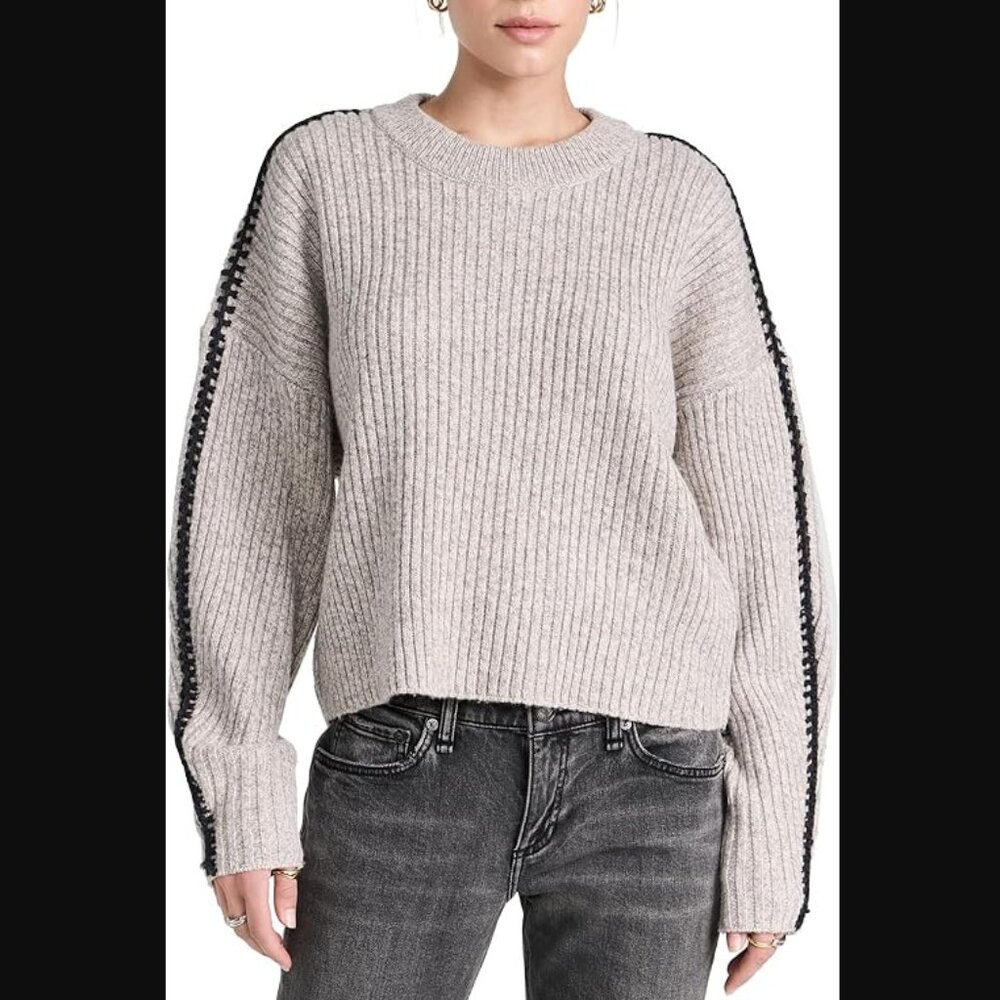 Rag & Bone Ingrid Crew Neck Sweater - Oat 100% Wool